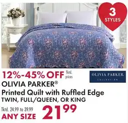 Boscov's OLIVIA PARKER Printed Quilt with Ruffled Edge offer