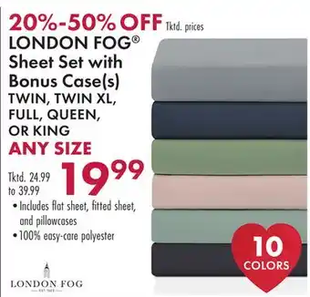 Boscov's LONDON FOG Sheet Set with Bonus Case (s) offer