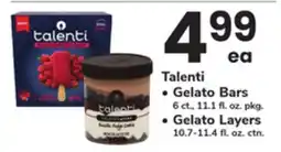 ACME Talenti Gelato Bars 6 ct., 11.1 fl. oz. pkg. Gelato Layers 10.7-11.4 fl. oz. ctn offer