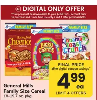 ACME General Mills Family Size Cereal offer