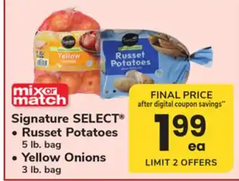 ACME Signature SELECT Russet Potatoes 5 lb. bag, Yellow Onions 3 lb. bag offer