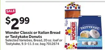 Stop&Shop Wonder Classic or Italian Bread or Tastykake Donuts offer