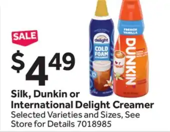 Stop&Shop Silk, Dunkin or International Delight Creamer offer