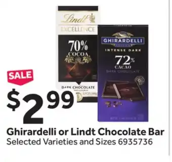 Stop&Shop Ghirardelli or Lindt Chocolate Bar offer