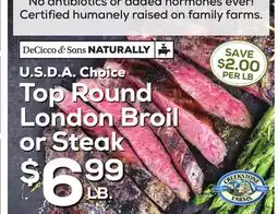 DeCicco & Sons U.S.D.A. Choice Top Round London Broil or Steak offer