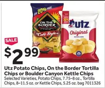 Stop&Shop Utz Potato Chips, On the Border Tortilla Chips or Boulder Canyon Kettle Chips offer