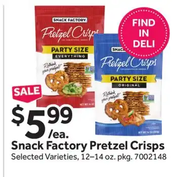 Stop&Shop Snack Factory Pretzel Crisps offer