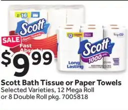 Stop&Shop Scott Bath Tissue or Paper Towels offer