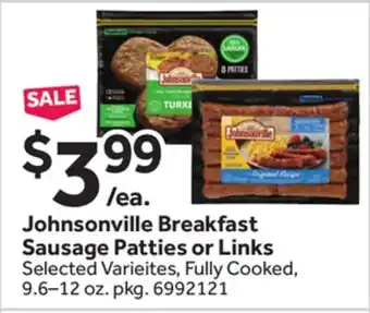 Stop&Shop Johnsonville Breakfast Sausage Patties or Links offer