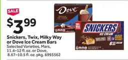 Stop&Shop Snickers, Twix, Milky Way or Dove Ice Cream Bars offer