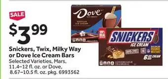 Stop&Shop Snickers, Twix, Milky Way or Dove Ice Cream Bars offer