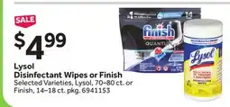 Stop&Shop Lysol Disinfectant Wipes or Finish offer