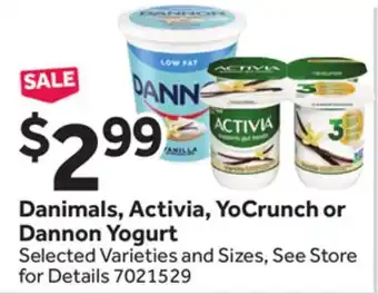 Stop&Shop Danimals, Activia, YoCrunch or Dannon Yogurt offer