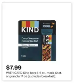 CVS Kind bars 5-6 ct., minis 10 ct. or granola 17 oz offer