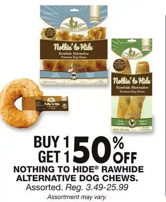 Blain's Farm & Fleet NOTHING TO HIDE RAWHIDE ALTERNATIVE DOG CHEWS offer