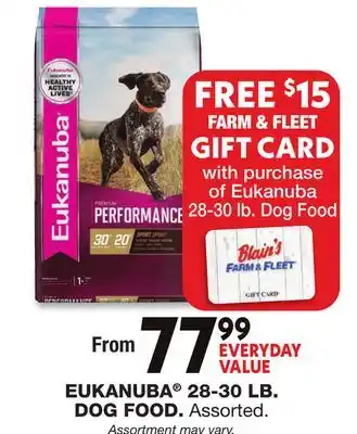 Blain's Farm & Fleet EUKANUBA 25-30 LB. DOG FOOD offer