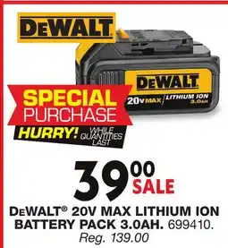 Blain's Farm & Fleet DEWALT 20V MAX LITHIUM ION BATTERY PACK 3.0AH offer