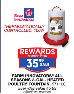 Blain's Farm & Fleet FARM INNOVATORS ALL SEASONS 3-GAL. HEATED POULTRY FOUNTAIN offer