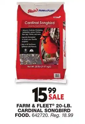 Blain's Farm & Fleet FARM & FLEET 20-LB. CARDINAL SONGBIRD FOOD offer