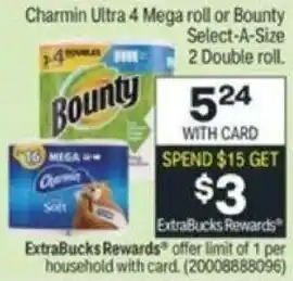 CVS Charmin Ultra 4 Mega Roll Or Bounty offer