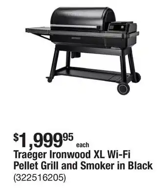 The Home Depot Traeger Ironwood XL Wi-Fi Pellet Grill and Smoker in Black offer