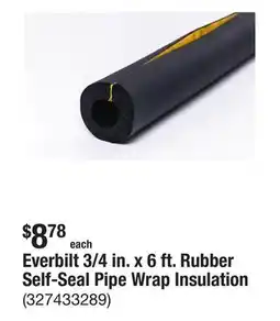 The Home Depot Everbilt 3/4 in. x 6 ft. Rubber Self-Seal Pipe Wrap Insulation offer