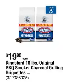 The Home Depot Kingsford 16 lbs. Original BBQ Smoker Charcoal Grilling Briquettes (2-Pack) offer