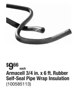 The Home Depot Armacell 3/4 in. x 6 ft. Rubber Self-Seal Pipe Wrap Insulation offer