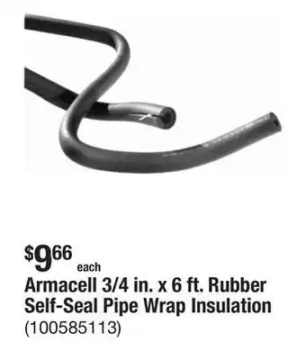 The Home Depot Armacell 3/4 in. x 6 ft. Rubber Self-Seal Pipe Wrap Insulation offer