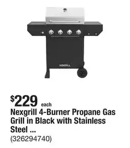 The Home Depot Nexgrill 4-Burner Propane Gas Grill in Black with Stainless Steel Main Lid offer