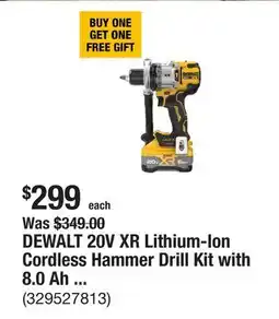 The Home Depot DEWALT 20V XR Lithium-Ion Cordless Hammer Drill Kit with 8.0 Ah Battery, Charger and Kit Bag offer