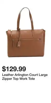 TJ Maxx Leather Arlington Court Large Zipper Top Work Tote offer