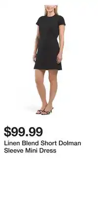 TJ Maxx Linen Blend Short Dolman Sleeve Mini Dress offer