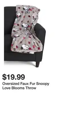 TJ Maxx Oversized Faux Fur Snoopy Love Blooms Throw offer