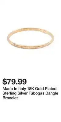 TJ Maxx Made In Italy 18K Gold Plated Sterling Silver Tubogas Bangle Bracelet offer