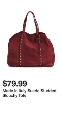 TJ Maxx Made In Italy Suede Studded Slouchy Tote offer