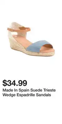 TJ Maxx Made In Spain Suede Trieste Wedge Espadrille Sandals offer