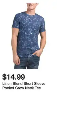 TJ Maxx Linen Blend Short Sleeve Pocket Crew Neck Tee offer