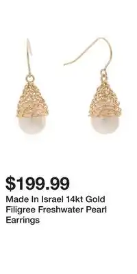 TJ Maxx Made In Israel 14kt Gold Filigree Freshwater Pearl Earrings offer