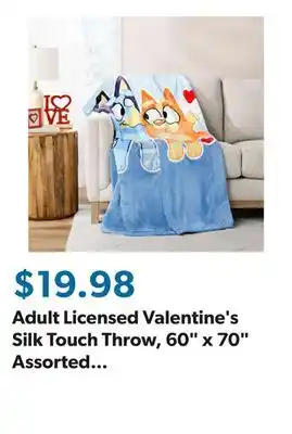 Sam's Club Adult Licensed Valentine's Silk Touch Throw, 60 x 70 Assorted Characters offer