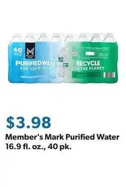 Sam's Club Member's Mark Purified Water 16.9 fl. oz., 40 pk offer