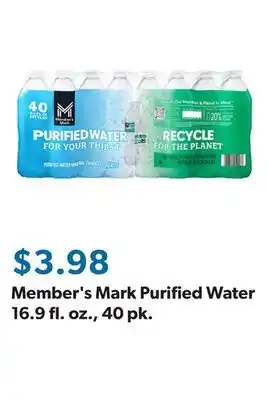 Sam's Club Member's Mark Purified Water 16.9 fl. oz., 40 pk offer