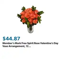 Sam's Club Member's Mark Free Spirit Rose Valentine's Day Vase Arrangement, 12 stems offer