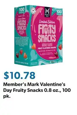 Sam's Club Member's Mark Valentine's Day Fruity Snacks 0.8 oz., 100 pk offer