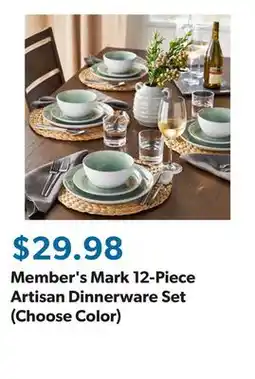 Sam's Club Member's Mark 12-Piece Artisan Dinnerware Set (Choose Color) offer