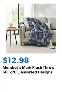 Sam's Club Member's Mark Plush Throw, 60x70, Assorted Designs offer