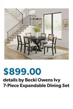 Sam's Club details by Becki Owens Ivy 7-Piece Expandable Dining Set offer