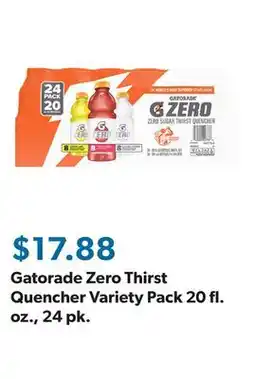 Sam's Club Gatorade Zero Thirst Quencher Variety Pack 20 fl. oz., 24 pk offer