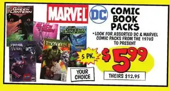 Ollie's MARVEL COMIC BOOK PACKS offer