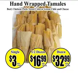 Baja Ranch Hand Wrapped Tamales offer